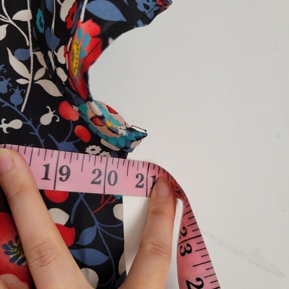 Loft Petites Multicolor Floral Print Cap Short Sleeve Blouse Top Sz Small Petite - Picture 8 of 12